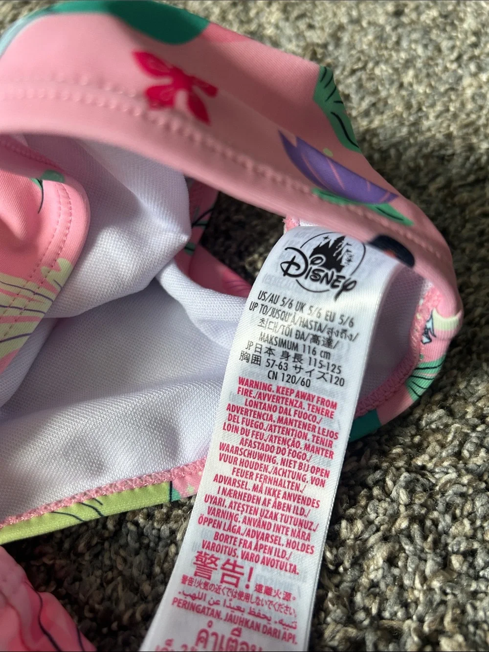 Disney Girls' Pink and White Princess 3-Piece Swim Set